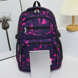 School backpack with geometric pattern, sporty style