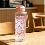 Children's Water Bottle 750 ml, Bow Pattern, with Straw