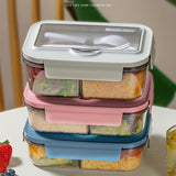 Children's lunch box with a waterproof lid and double spoon, microwave safe