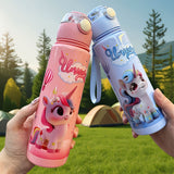 Children's Water Bottle 700 ml, Unicorn Pattern, with Drinking Pump