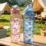 Children's Water Bottle 750 ml, Bow Pattern, with Straw
