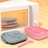 Lunch box set + water bottle for kids, elephant pattern, 4 compartments