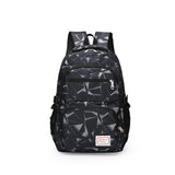 School backpack with geometric pattern, sporty style