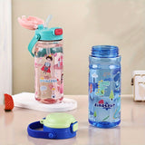 Kids' Bottle 550 ml, Vehicle or Mermaid Design, with Straw