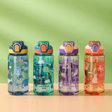 Children's 600 ml Bottle with Straw, Dinosaur or Unicorn Design, Set of 2 Pieces.