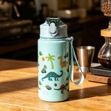 Thermal Bottle for Kids in Stainless Steel, Dinosaur Pattern