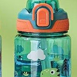 Children's 600 ml Bottle with Straw, Dinosaur or Unicorn Design, Set of 2 Pieces.