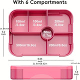 Large lunchbox for older children, 6 compartments, airtight, for a complete meal.