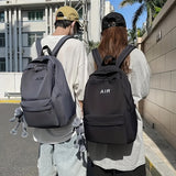 Solid color school backpack, simple preppy style