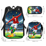 Backpack, shoulder bag, and football-themed pencil case — set