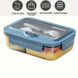 Children's lunch box with a waterproof lid and double spoon, microwave safe