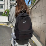 Solid color school backpack, simple preppy style