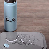 Lunch box set + water bottle for kids, elephant pattern, 4 compartments