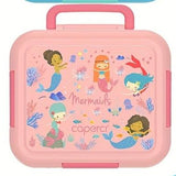 Bento Lunch Box for Kids with Ocean Pattern, 4 Compartments + 2 Containers, Waterproof