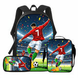 Backpack, shoulder bag, and football-themed pencil case — set