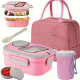 Lunch box set + cup + insulated bag for kids, foldable, 3 pieces