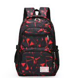 School backpack with geometric pattern, sporty style