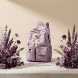 School backpack with a teddy bear, simple design, multiple colors available