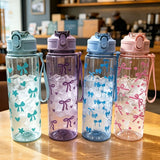 Children's Water Bottle 750 ml, Bow Pattern, with Straw