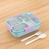 Stainless Steel Lunch Box for Older Kids, 3 Compartments, with Utensils