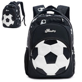 School backpack with 3D football design, for boys, multiple compartments