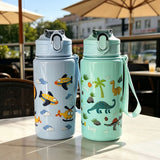 Thermal Bottle for Kids in Stainless Steel, Dinosaur Pattern