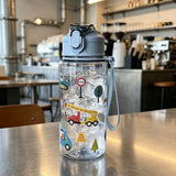 Children's Water Bottle 500 ml, Cheerful Design (Dinosaur, Princess, Mermaid, Car)