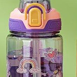 Children's 600 ml Bottle with Straw, Dinosaur or Unicorn Design, Set of 2 Pieces.