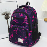 School backpack with geometric pattern, sporty style