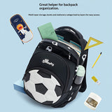 School backpack with 3D football design, for boys, multiple compartments