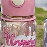 Children's Water Bottle 700 ml, Unicorn Pattern, with Drinking Pump