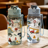 Children's Water Bottle 500 ml, Cheerful Design (Dinosaur, Princess, Mermaid, Car)