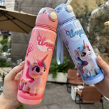Children's Water Bottle 700 ml, Unicorn Pattern, with Drinking Pump