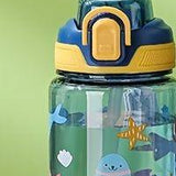 Children's 600 ml Bottle with Straw, Dinosaur or Unicorn Design, Set of 2 Pieces.