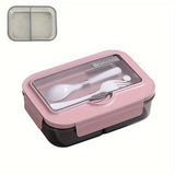 Children's lunch box with a waterproof lid and double spoon, microwave safe