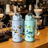 Thermal Bottle for Kids in Stainless Steel, Dinosaur Pattern