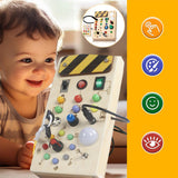 Wooden Activity Board, Sensory Panel with Switches and Buttons
