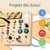 Wooden Activity Board, Sensory Panel with Switches and Buttons