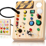 Wooden Activity Board, Sensory Panel with Switches and Buttons