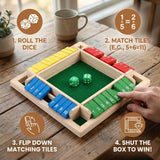 Shut the Box Game, Wooden Family Game for 4 Players