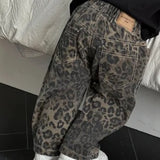 Leopard Print Jeans for Girls, Black Denim