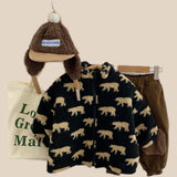 Fleece Vest, Unisex Vest with Bear Pattern