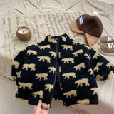 Fleece Vest, Unisex Vest with Bear Pattern