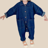 Denim Combination, Button Overalls for Toddler