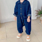 Denim Combination, Buttoned Overalls for Toddler