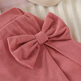 Two-piece set for girls 92-116, white top with hearts and pink shorts with bow