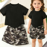 Two-Piece Set for Girls 92-128, T-Shirt and Shorts, Summer Outfit