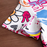 Two-piece set for girls aged 1-8, short sleeve T-shirt and shorts, printed with hearts and happy faces