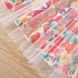 Two-Piece Set for Girls 92-122, Cartoon Print T-Shirt and Floral Tulle Skirt
