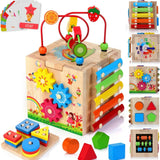 8-in-1 Montessori Activity Cube for Toddlers, Motor Development
